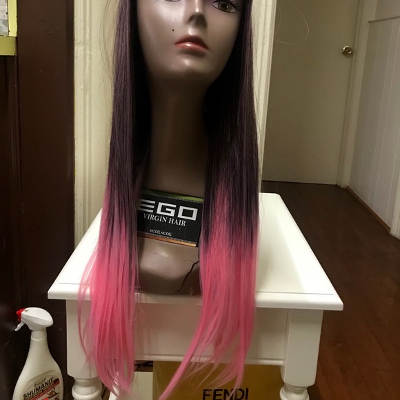 26” human hair blend pink ombré U part extension - Picture 7 of 8
